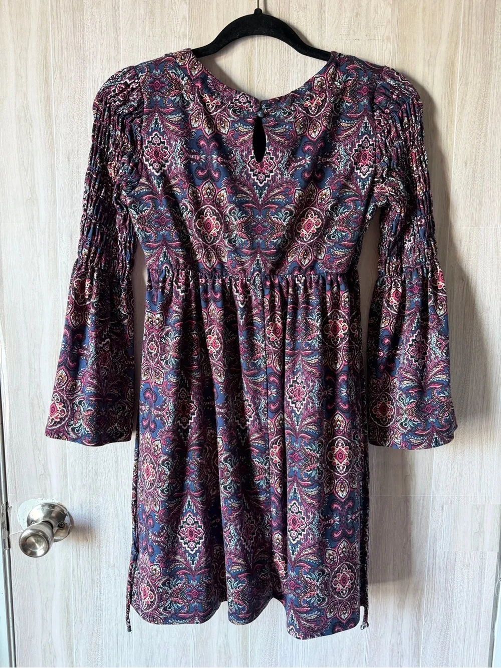 Speechless Navy and Pink Paisley Scoop Neck Dress